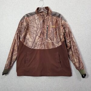 Gamehide Men Sweatshirt XL Brown Camo Hunting 1/4 Zip Mock Neck Hush Hide READ